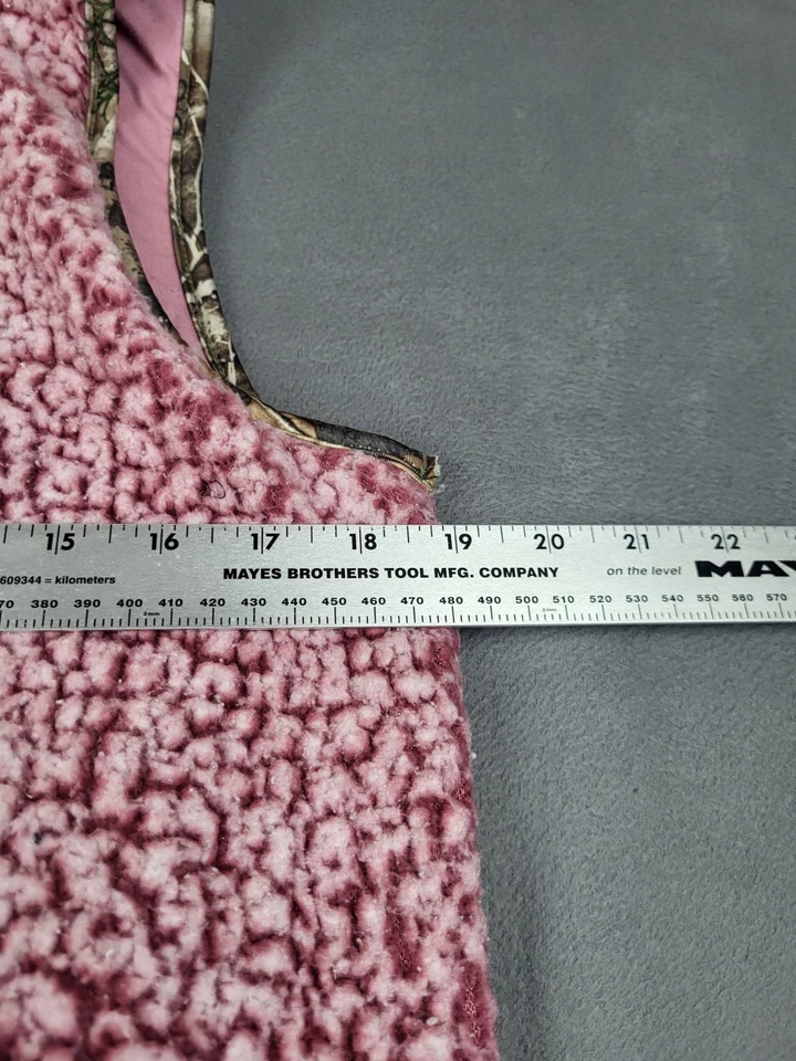 Realtree Fleece Hunting Vest Women Large Pink Full Zip Puffer Camo Edge Outdoor - Image 4 of 4