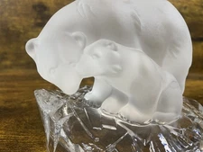 Beautiful Frosted Crystal Polar Bear And Cub, (4” x 5”), Unique Gift