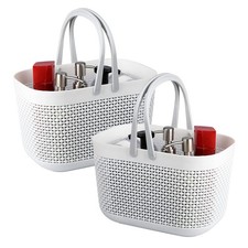Portable Shower Caddy Basket Tote, Plastic Storage Basket with Handles Organi...
