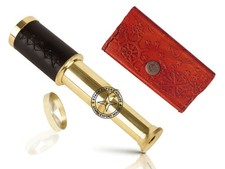 Brass Telescope Marine Handheld Spyglass Telescope 7 Inch with Leathe Box CXSJ