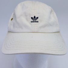 Adidas White w/ Black Trefoil Logo Eyelets Strap Back Adjustable Cap Hat READ
