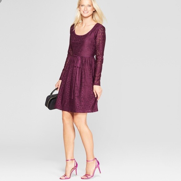 Xhilaration Juniors Purple Floral Lace 