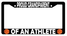 Proud Grandparent Of An Athlete (Basketball) Black Plastic License Plate Frame