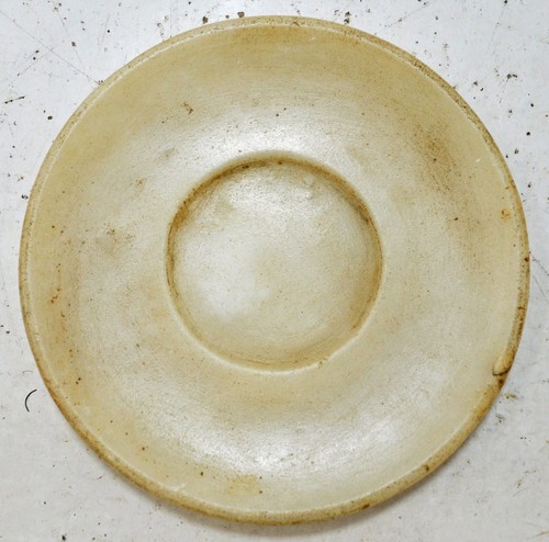 Antique White Marble Round Kitchenware Plate Original Old Hand Carved - Picture 3 of 4