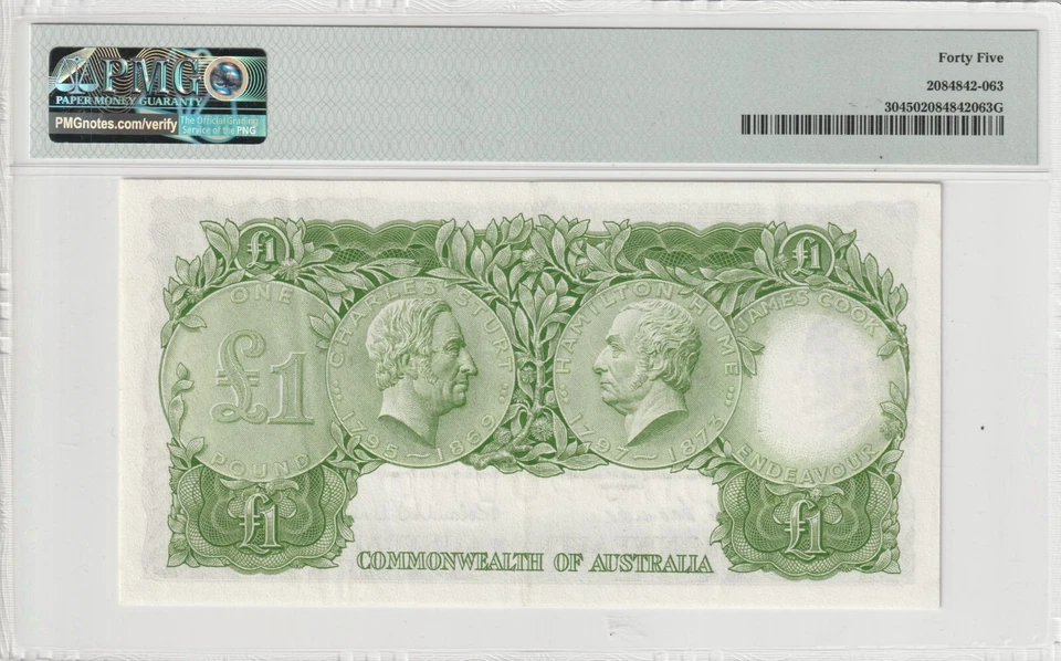Australia 1953 1 Pound PMG Certified Banknote XF 45 Pick 30 - Image 2 of 2