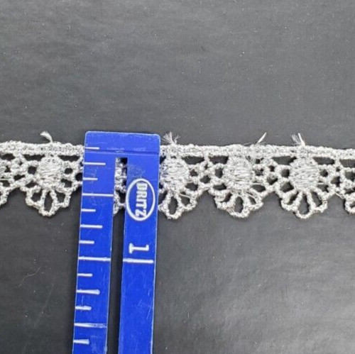 Silver Venise Lace .5" wide, 2yds VTG double scallop dress trim, bridal costumes