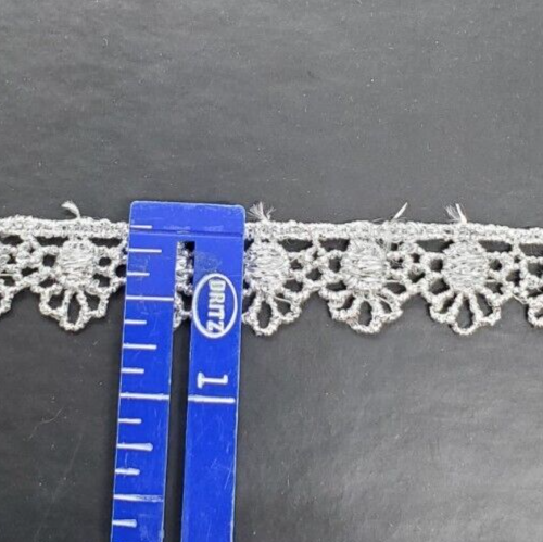 Silver Venise Lace .5" wide, 2yds VTG double scallop dress trim, bridal costumes - Picture 3 of 3