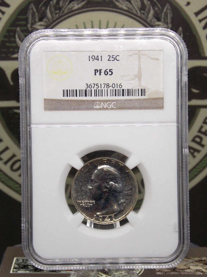 1941 Washington Silver PROOF Quarter 25c NGC PF65 #016 ECC&C, Inc. - Image 3 of 4