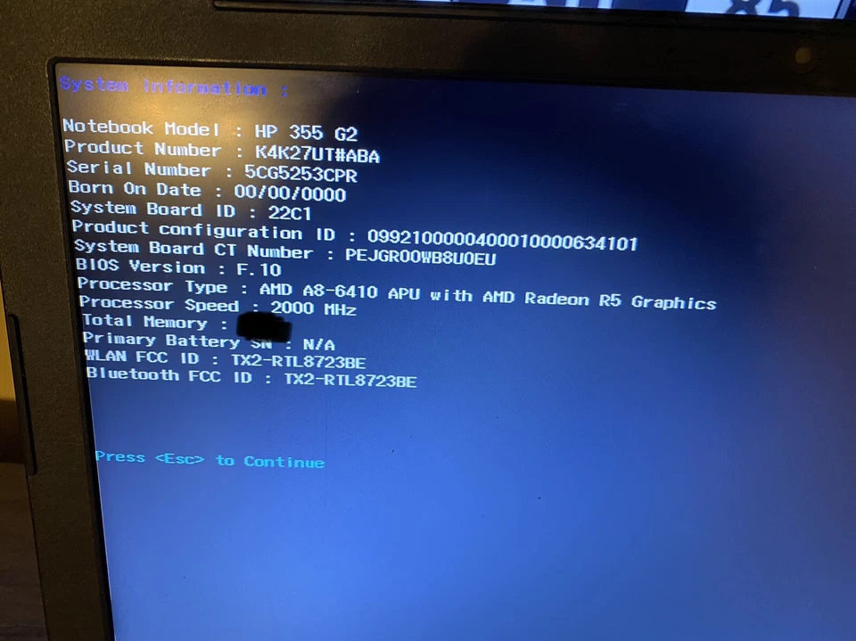 Portátil HP 355 G2 AMD A8 6410 2 GHz Sin RAM/HDD/Batería/Cargador/HD Cubierta Y Caddy Foto 4 de 4