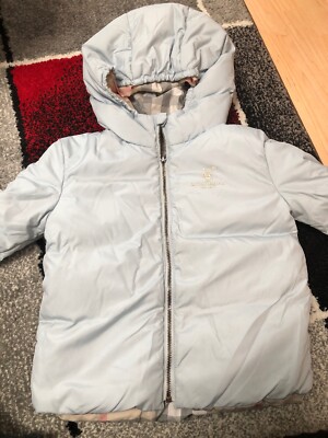 Orig. Burberry Baby Kinder Winter Daunen Jacke Blau Gr. 92 2T 24M Junge Mädchen