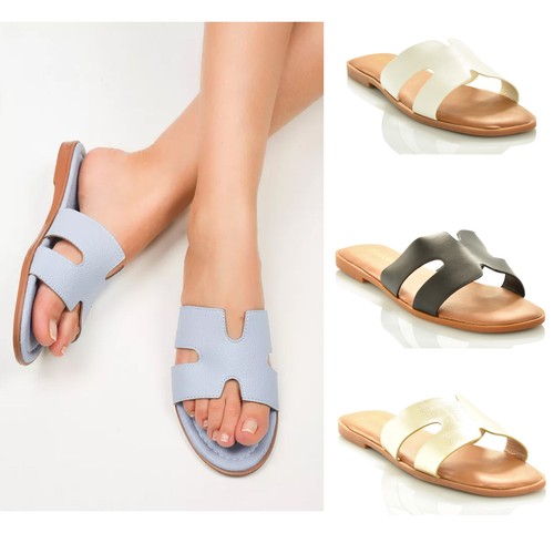 Sandali Estivi Bassi Donna Pelle Simil H Sabot Ciabatte Vari Colori Scarpe  Moda | eBay