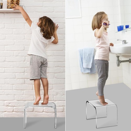 12" Acrylic Step Stool - Lightweight, Modern Foot Stool for Bathroom & Display - Picture 6 of 11