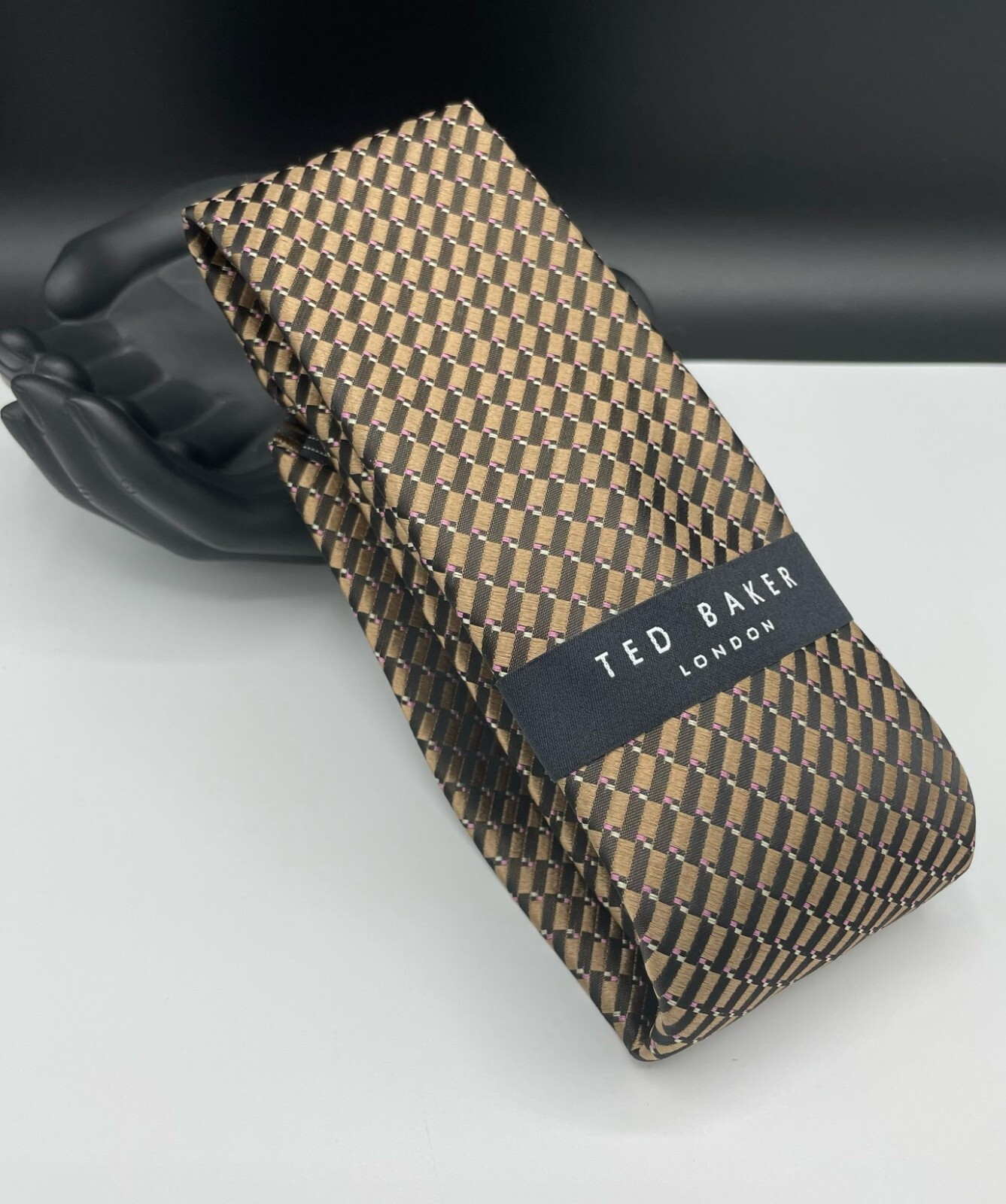TED BAKER London Men's Silk Blend Tie ~ Gold ~ Geometric ~ NEW MSRP: $89.50