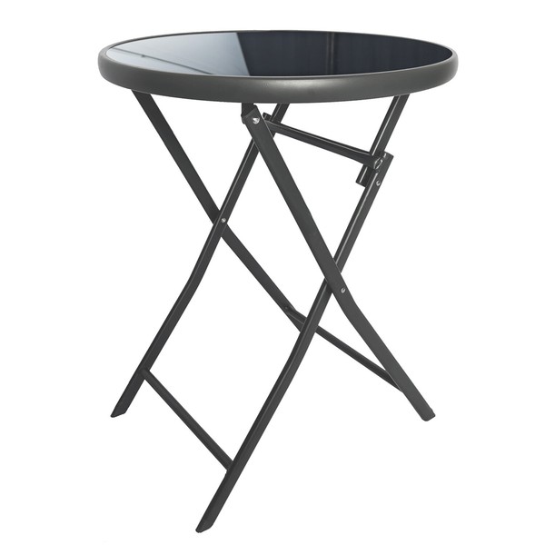 Klappbarer Bistrotisch Balkontisch Garten Terrasse Glastisch Rund ⌀ 60 Cm-image