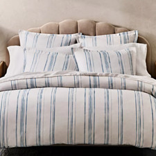 NIP 350 Bloomingdale's SKY Full/Queen Duvet Cover Set Bristol Stripe Blue White