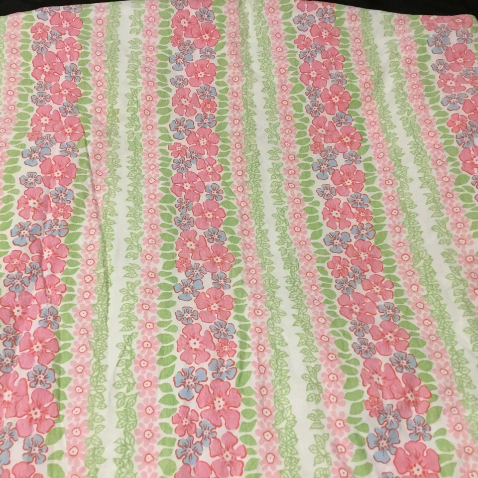 Sábana Cuna Floral de Verano Pottery Barn Niños Rosa Verde Azul Rayas Tropical Blanco Foto 4 de 4