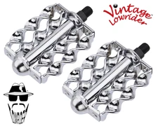 ORIGINAL F&R Vintage Lowrider Double Flat Twisted Bicycle Pedals 1/2"  Chrome