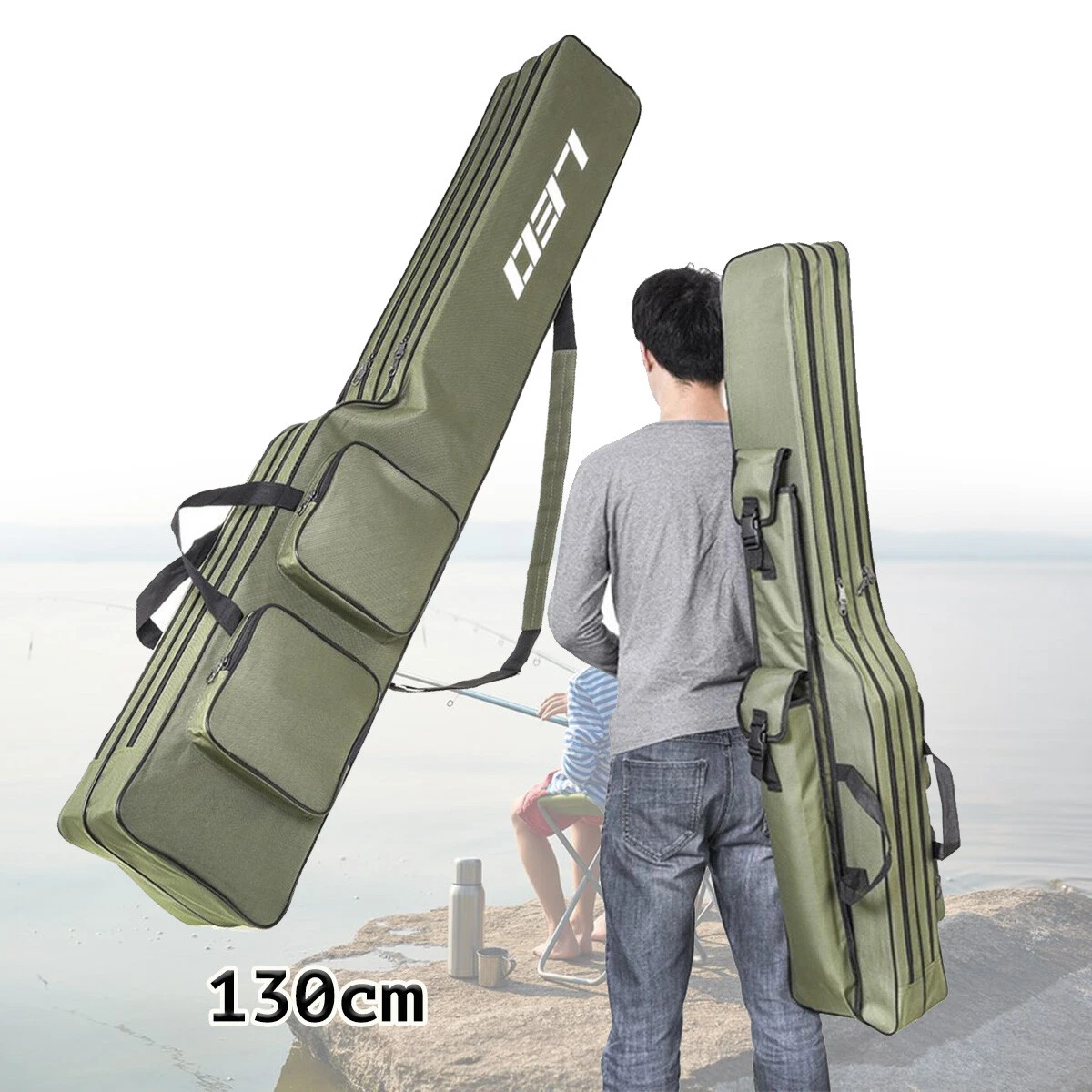 1.3m Folding Fishing Rod Bag Two Layers Fishing Pole Gear Tools