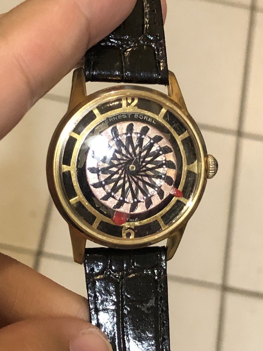 RARE VINTAGE ERNEST BOREL KALEIDOSCOPE MEN WATCH=RUN
