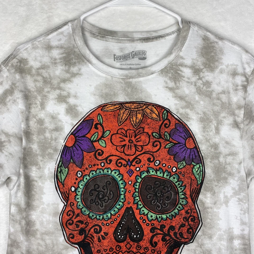 Camisa Fosforo Galileo Gráfica Calavera Mujer Mediana Gris Naranja Tie Dye Foto 4 de 4