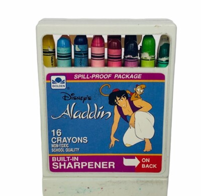 Walt Disney Crayons with built in sharpener vtg collectible Aladdin Abu Jasmine