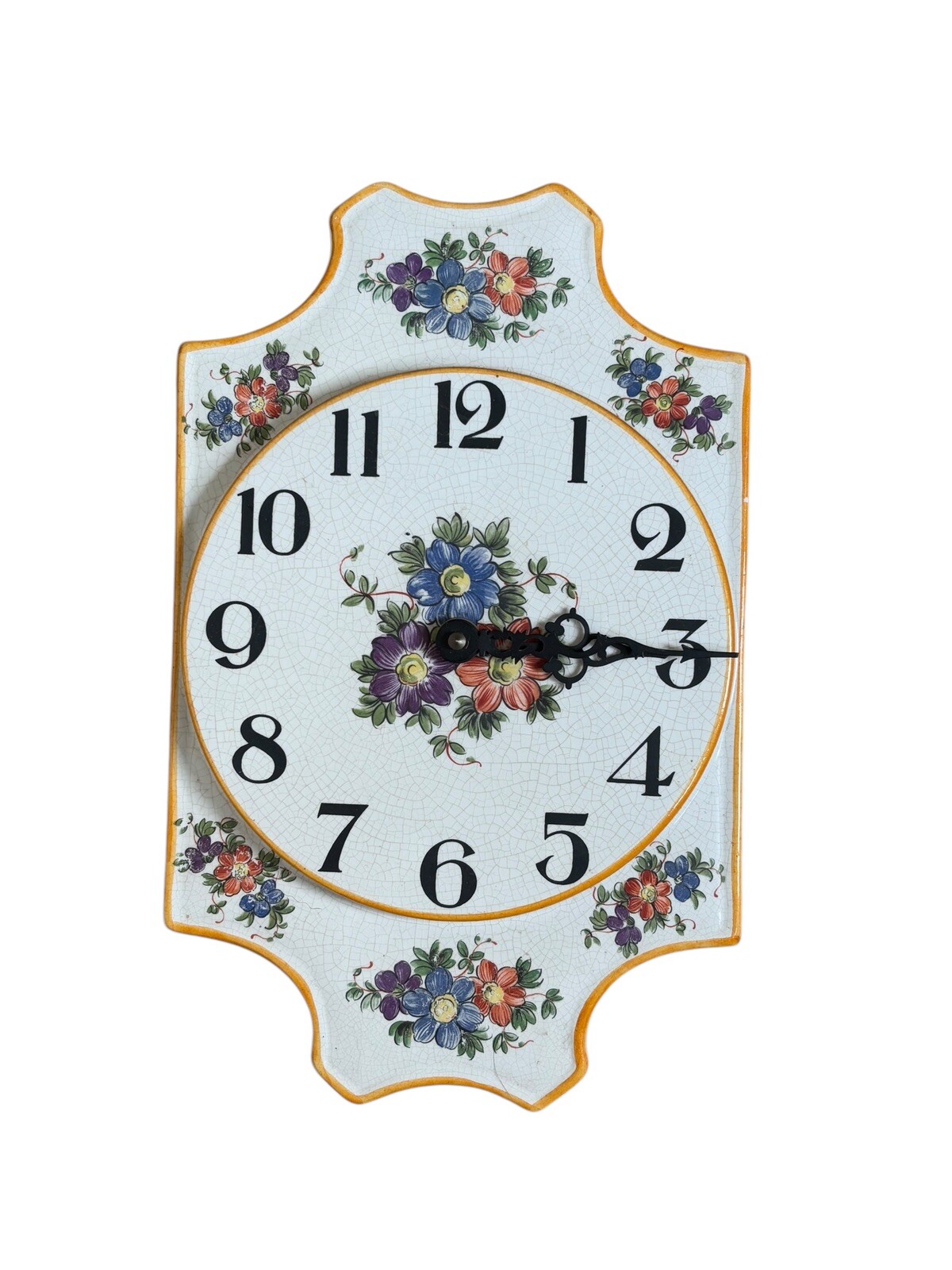 Vintage ITALIAN POTTERY GEOMETRIC WALL CLOCK