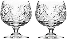 Neman TM5290 (2PCS) Set of 2 Hand Made Vintage Crystal Cognac / Brandy Glasses
