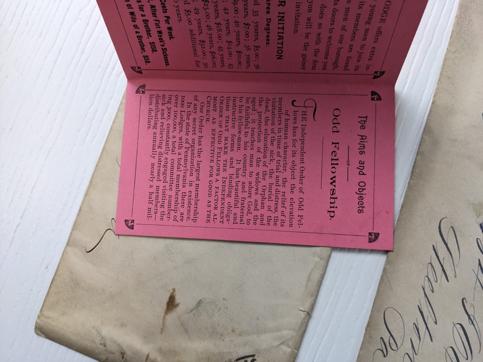 IOOF Odd Fellows Steelton Lodge 184 1899 Proposition Card Members Pennsylvania