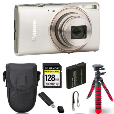 Canon PowerShot IXUS 285 Camera (Silver)+Spider Tripod + Case - 128GB Kit
