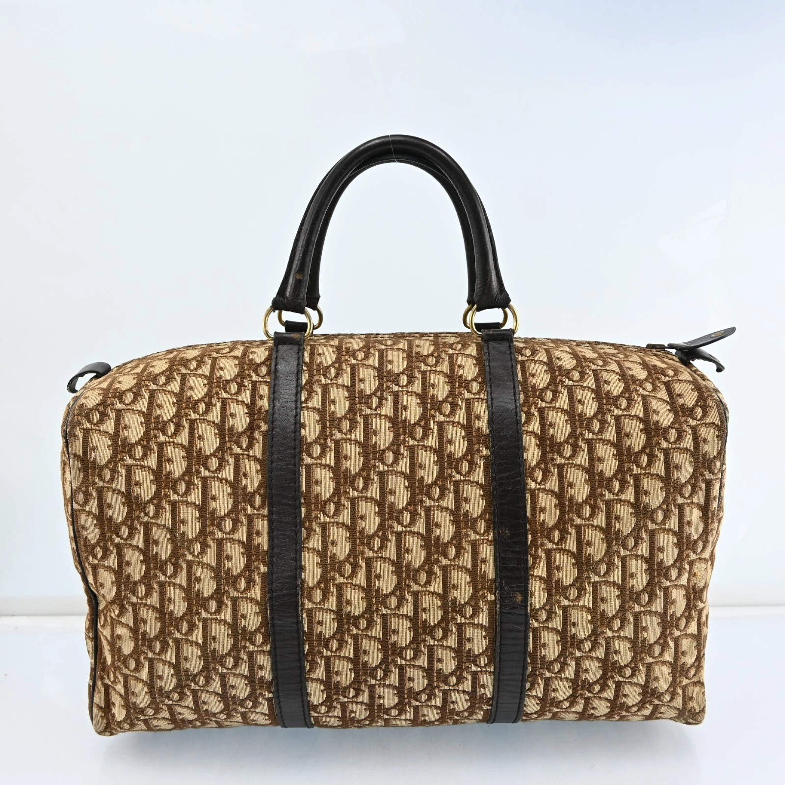 Sac Christian Dior Trotter toile Boston marron authentique H2590AR704