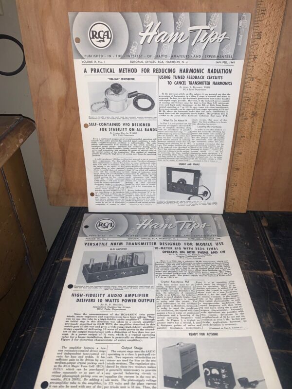 RCA Ham Tips 2 Issues,1948 &1949 Schematics Industry News.