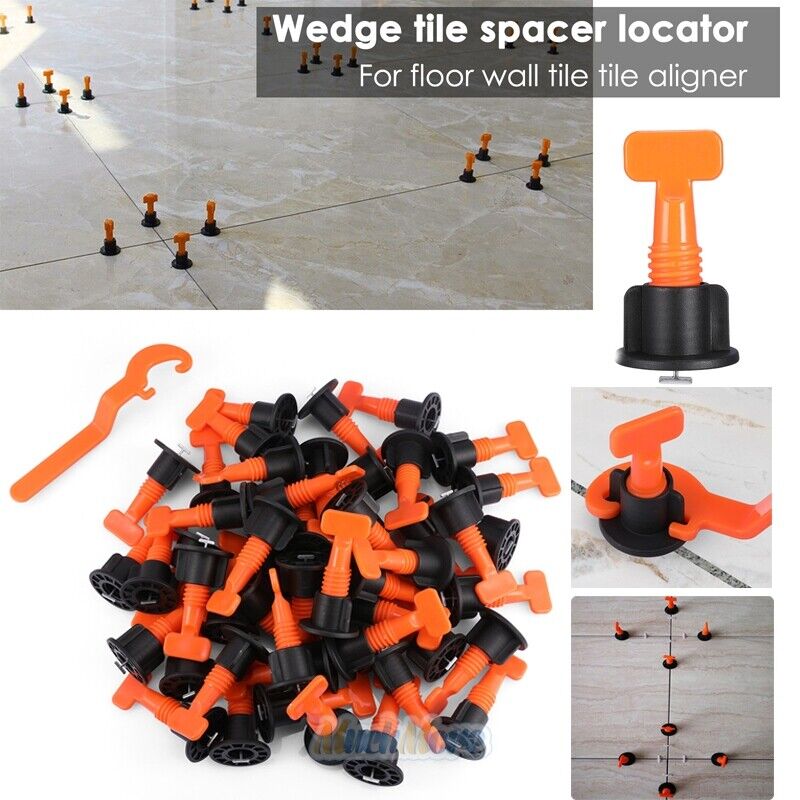 50PCS Tile Flat Leveling System Floor Wall Spacers Strap Device Tool 50PCS Tile Flat Leveling System Floor Wall Spacers Strap Device Tool
