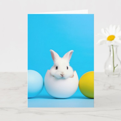 Cute Easter Bunny - 5.5'' x 8.5'' Greeting Card with Writing Space Inside