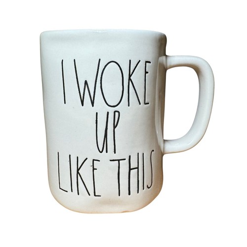 Rae Dunn Coffee Mug Cup I WOKE UP LIKE THIS White Magenta Dishwasher Safe Decor