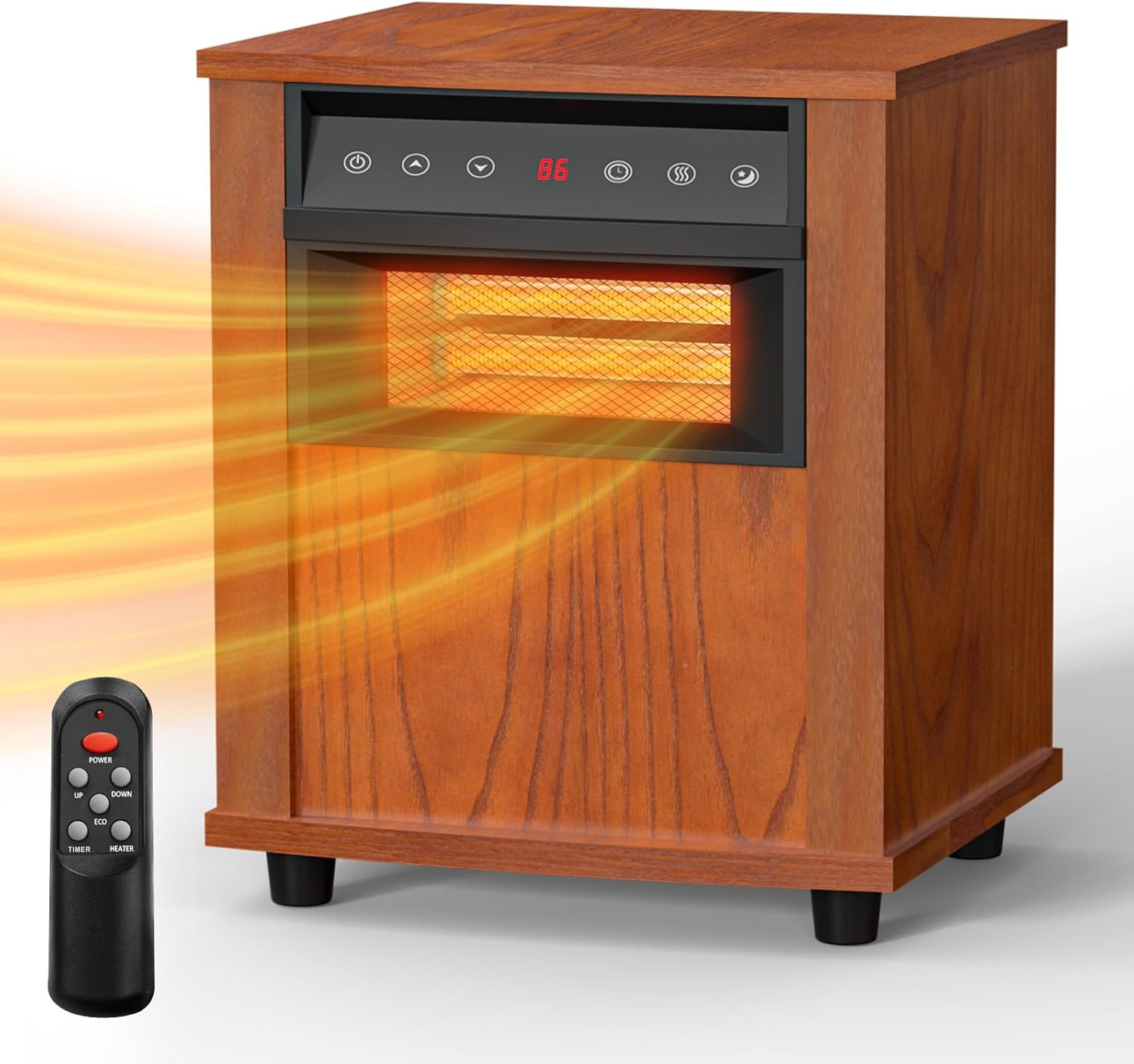 1500W Electric Infrared Space Heater,  Quartz Heater for Indoor Use, Tip-Over &
