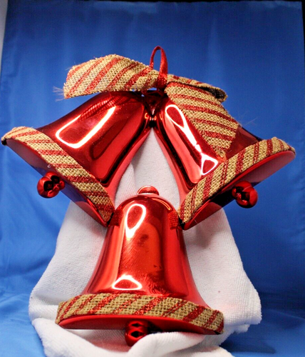 Christmas Ringing Bells Hard Plastic Molded Sign Red with Fabric ...
