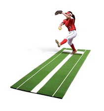 Softball Pitching Mat with Rubber 10x3 ft Softball Pitching Mound with Antifa...