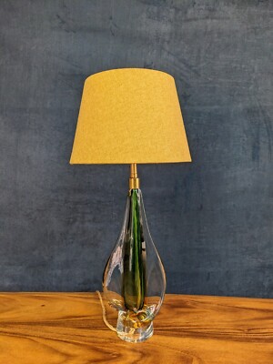 1950s Murano Sommerso Glass Table Lamp Green Amber possibly Flavio Poli
