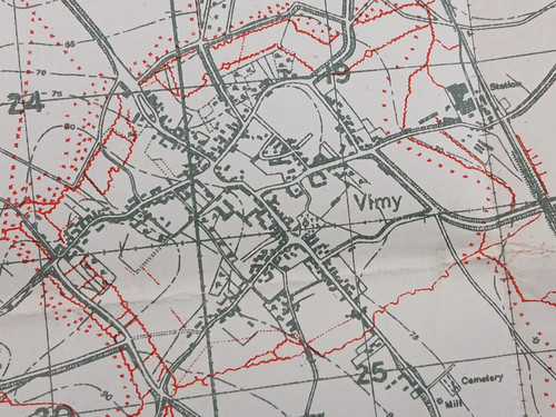 ORIGINAL WW1 British Army TRENCH MAP of VIMY and LENS (+ GIVENCHY, LIEVIN etc)
