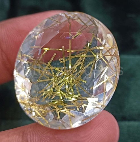 Yellow Rutilated Quartz 90 Carat Lab-Created Oval Cut Certified Loose Gems D25 - Picture 4 of 6
