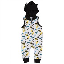 Batman Symbols and Logos All Over Print Sleeveless Hooded Romper Multi-Color