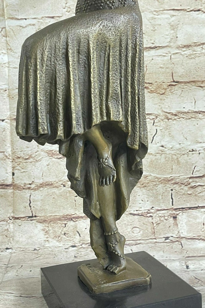 Statue Art Déco Bronze Argenté Chiparus Danseuse Égyptienne