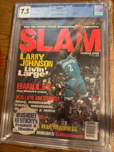 May 1994 Larry Johnson Charlotte Hornets SLAM Magazine #1 Newsstand CGC 7.5
