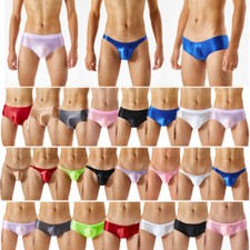 Men's Glossy Briefs Swimwear Panties Smooth Low Rise Bikini Thongs Underwear