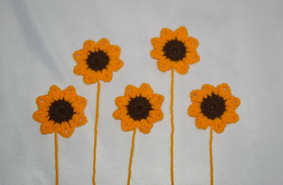 5 x HANDMADE CROCHET sunflower  applique