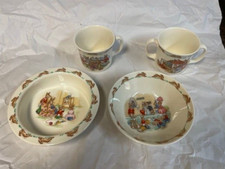 Vintage Child's Royal Doulton BUNNYKINS 2 Bowls and 2 - 8oz Mugs Cups