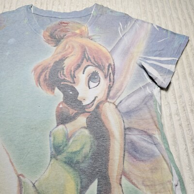 Disney Shirt Tinkerbell Womens XL 1X Neverland All Over Print