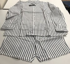 BoohooMAN Grey Men's Oversized Poplin Pinstripe Branded Shorts Set Medium