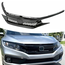 For 2019-2021 Honda Civic Coupe Sedan Front Mesh Grille Type R Glossy Black