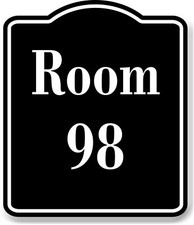Room 98 Number Building BLACK Aluminum Composite Sign